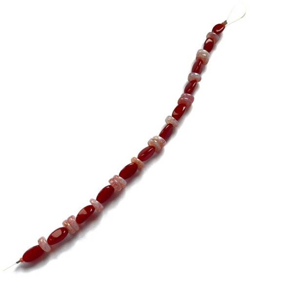 As Low As $2 Oxblood Red Pinched Ovals & Marble Discs Mix Czech Beads (28) - Picture 3 of 3